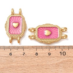 304 Stainless Steel Enamel Rectangle with Heart Links Connector Charms&nbsp;SA-D002-12B-G