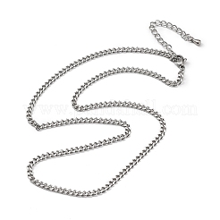 3.5mm 304ステンレススチールカーブチェーンネックレス  変色しない  ステンレス鋼色  15.94インチ（40.5cm）&nbsp;NJEW-T016-10P