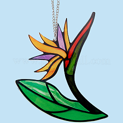 Bird of Paradise Flower Stained Acrylic Pendant Decoration&nbsp;HJEW-WH20003-24C