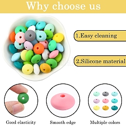 100Pcs 25 Styles Rondelle Food Grade Eco-Friendly Silicone Abacus Beads&nbsp;SIL-YW0001-36