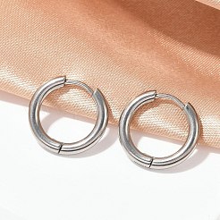 202 ステンレススチール ハギーフープピアス  低刺激性のイヤリング  316サージカルステンレスピン付き  ステンレス鋼色  16x2.5mm&nbsp;EJEW-F111A-16mm-P