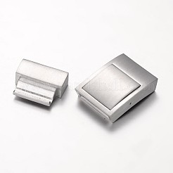変色しにくいマット仕上げの304ステンレススチール製長方形マグネット留め具  ステンレス鋼色  36x20x7mm  穴：4x18mm&nbsp;STAS-I045-10