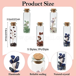 5Pcs 5 Styles Gemstone Chips Bonsai Tree in Column Glass Wish Bottles&nbsp;AJEW-YW0001-58