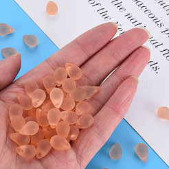 透明なアクリルパーツ  艶消し  ティアドロップ  サンゴ  13x8.5mm  穴：1.6mm  約1000個/500g&nbsp;MACR-S373-67-M02