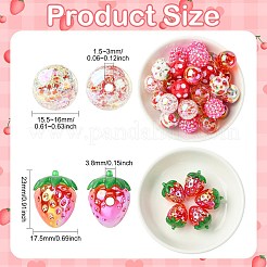 45Pcs 9 Styles Plastic Round Bead & Acrylic Beads Strawberry Kits&nbsp;MACR-CJ0002-46