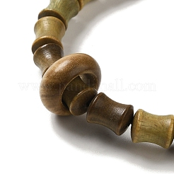 Sandalwood Verawood Bamboo Joint Beaded Stretch Bracelet&nbsp;BJEW-B080-13D