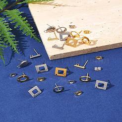 16Pcs 8 Styles 304 Stainless Steel Stud Earring Findings&nbsp;STAS-FS0001-84