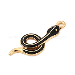 合金エナメルチャーム  スネークチャーム  ゴールドカラー  ブラック  28.5x12x2mm  穴：1.8mm&nbsp;FIND-U031-14G-06