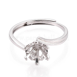 Rhodium Plated 925 Sterling Silver Engagement Solitaire Ring Settings&nbsp;STER-N016-69P
