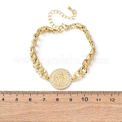 Brass Micro Pave Clear Cubic Zirconia Link Bracelets for Women&nbsp;BJEW-G769-01G