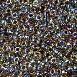 MIYUKIラウンドロカイユビーズ  日本製シードビーズ  （rr342)ベリーライニングライトトパーズab  8/0  3mm  穴：1mm  約422~455PCS /ボトル  10 G /ボトル&nbsp;SEED-JP0009-RR0342
