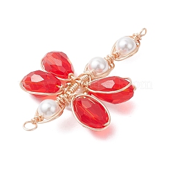 4Pcs Dragonfly Glass Beaded Connector Charms&nbsp;PALLOY-TA00315