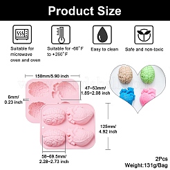 リアルな心臓と脳のフォンダンモールド  DIY食品グレードシリコンモールド  DIYシフォンケーキ耐熱皿  ピンク  150x125x33mm  穴：6mm  内径：58~69.5x47~53mm&nbsp;CJC-WG57624-01