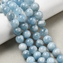 天然石アクアマリンビーズ連売り  ラウンド  9.5~10.5mm  約18~20個/連  7.32~7.87''（18.6~20センチメートル）&nbsp;G-I349-A01-01G-01