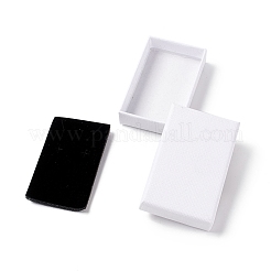 ペーパー スポンジ マット ネックレス ボックス  長方形  ホワイト  8x5x1.7cm  内径：7.2x4.3x1のCM&nbsp;OBOX-G018-02C