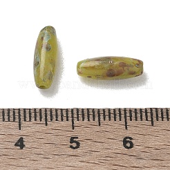 不透明色のガラスシードビーズ  ライス  火で磨かれた  黄緑  12.5x4.5mm  穴：0.8mm  約148個/袋&nbsp;GL-CBAC3F6-01I