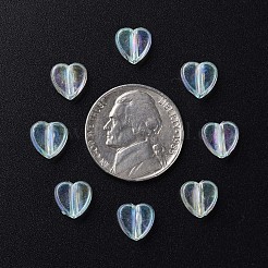 透明なアクリルビーズ  ABカラーメッキ  ハート  アクアマリン  7.5x8x3mm  穴：1.8mm  約3620個/500g&nbsp;MACR-S373-114-C04