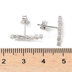 スターリングシルバーのクリアキュービックジルコニアスタッドピアス925個  菱形  左右  プラチナ  17x5mm&nbsp;EJEW-Q032-01G-P