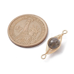 Natural Labradorite Copper Wire Wrapped Connector Charms&nbsp;PALLOY-JF02518-02