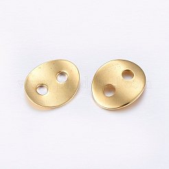 304ステンレススチール2穴ボタン  オーバル  ゴールドカラー  14x12x0.8mm  穴：3mm&nbsp;STAS-E436-20G