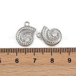 真鍮製マイクロパヴェキュービックジルコニアペンダント  貝殻の形のチャーム  プラチナ  14.5x10.5x4mm  穴：1.6mm&nbsp;KK-K407-13P