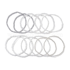 12個 6スタイルガラスストレッチブレスレット  ホワイト  内径：2-1/8インチ（5.4cm）  2個/スタイル&nbsp;BJEW-JB11033