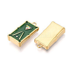304ステンレススチールエナメルペンダント  ビリヤード  イオンプレーティング（ip）  18KGP本金メッキ  濃い緑  33x17x7mm  穴：2.5mm&nbsp;X1-STAS-T068-01
