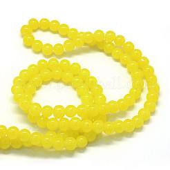 焼き絵用塗料、模造翡翠ガラス、丸ビーズの連  きいろ  10~10.5mm  穴：1.5mm  約80~85個/連  31.4インチ&nbsp;DGLA-Q021-10mm-24