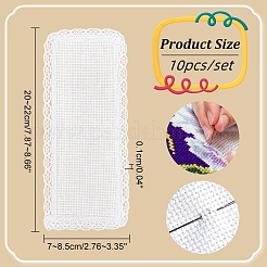 クロスステッチ作成用ポリエステルレースアイーダ布ブックマーク  長方形  ホワイト  200~220x70~85x1mm  10個/セット&nbsp;AJEW-WH0248-374