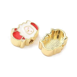 クリスマス真鍮エナメルビーズ  鉛フリー＆カドミウムフリー  長持ちメッキ  18KGP本金メッキ  ラックめっき  サンタクロース  14.5x10x5mm  穴：2mm&nbsp;KK-I474-G01