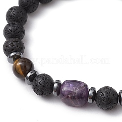 Natural Lava Rock Beads  Stretch Bracelets for Women Men&nbsp;BJEW-JB11323