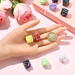 10Pcs UV Plating Iridescent Acrylic with Rhinestone Beads&nbsp;OACR-YW0003-69