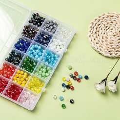 18色の電気メッキガラスビーズ  不透明なソリッドカラー  ABカラーメッキ  多面カット  ロンデル  ミックスカラー  8x6mm  穴：1mm  18色  30個/カラー  540個/箱&nbsp;EGLA-X0006-03B-8mm