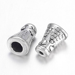 チベット風合金ビーズキャップ  鉛フリー及びカドミウムフリー  アンティークシルバー  約5 mm幅  長さ8mm  穴：1.5mm&nbsp;X-LF0422Y