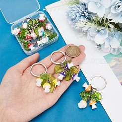 Resin Mushroom & Plastic Leaf Pendant Keychain&nbsp;KEYC-AB00040