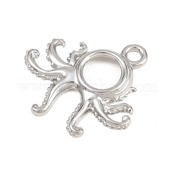 オーシャンシリーズ 304 ステンレススチールペンダント  ステンレス鋼色  タコのチャーム  27.5x27x3mm  穴：3mm&nbsp;STAS-L313-04B-P