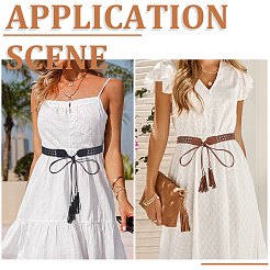 2Pcs 2 Colors Bohemian Imitation Leather Tassel Wrap Chain Belts&nbsp;AJEW-CL0003-47B