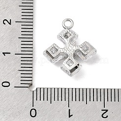 真鍮マイクロパヴェクリアキュービックジルコニアペンダント  花のチャーム  プラチナメッキ  17.5x15x5mm  穴：1.6mm&nbsp;KK-N290-12P