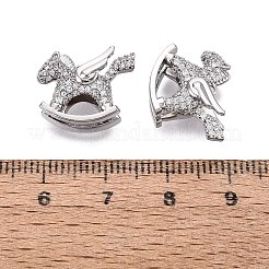 真鍮マイクロパヴェクリアキュービックジルコニアペンダント  翼のチャーム付きロッキングホース  プラチナ  14x16x7mm  穴：0.9~1mm&nbsp;KK-Q074-25P