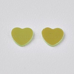 オーナメントアクセサリープラスチック製スパンコール/スパンコールビーズ  穴なし/ドリルなしビーズ  ハート  緑黄  2.7x3x0.3mm  約173075個/ポンド&nbsp;PVC-F002-A09