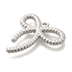 304ステンレスペンダント  ちょう結びチャーム  ステンレス鋼色  29x28x3mm  穴：1.6mm&nbsp;STAS-K263-50P