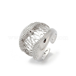Brass Micro Pave Clear Cubic Zirconia Open Cuff Rings for Women&nbsp;RJEW-A059-05P