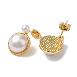 Rack Plating Brass with ABS Plastic Pearl Stud Earrings for Women&nbsp;EJEW-G403-06G