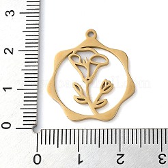304ステンレスペンダント  花  ゴールドカラー  23.5x21.5x1mm  穴：1.5mm&nbsp;STAS-P338-01F-G
