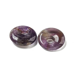 天然アメジストのドーナツ/円周率のディスクチャーム  14~14.5x4mm  穴：4mm&nbsp;G-G142-02L