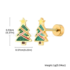 304 Stainless Steel Green Enamel Christmas Cartilage Earrings for Women&nbsp;FS-WG5C804-02