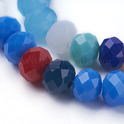 Electroplate Pearl Luster Plated Imitation Jade Glass Faceted Rondelle Beads Strands&nbsp;X-EGLA-F020-02-8mm