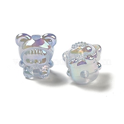UVメッキレインボー虹色アクリルビーズ  クマの服を着た女の赤ちゃん  ミックスカラー  17.5x16.5x14mm  穴：3.5mm&nbsp;X-PACR-M002-01