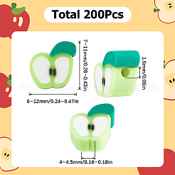 200個の手作りポリマークレイビーズ  リンゴのスライス  薄緑  6~12x7~11x4~4.5mm  穴：1.6mm&nbsp;CLAY-SC0001-64B