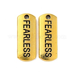 Tibetan Style Alloy Rectangle with Word Fearless Pendants&nbsp;TIBEP-Q043-064AG-RS